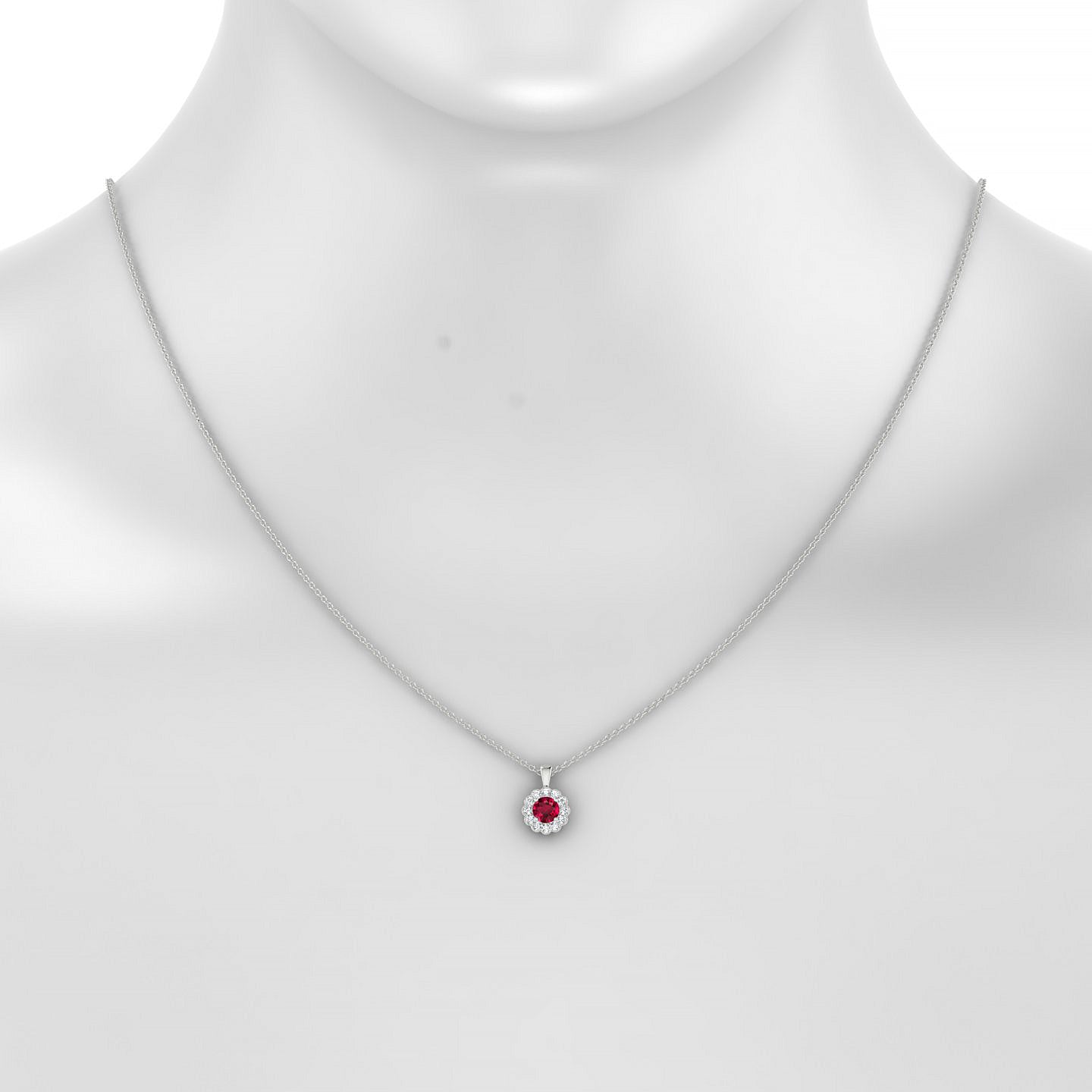 Solace | 18k White Gold 4.5 mm Round Ruby Pendant