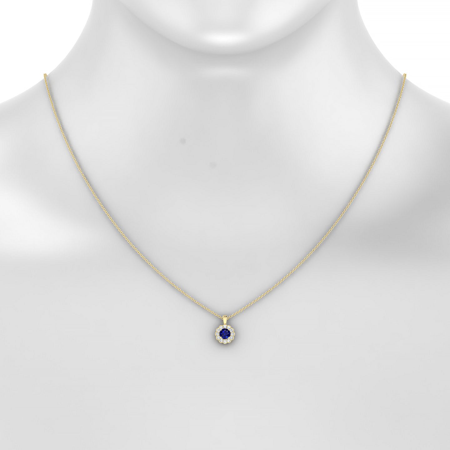 Solace | 18k Yellow Gold 4.5 mm Round Sapphire Pendant