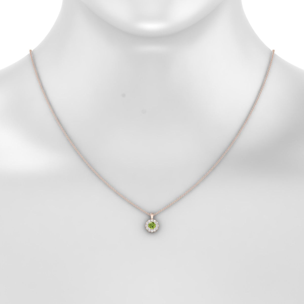 Solace | 18k Rose Gold 4.5 mm Round Peridot Pendant