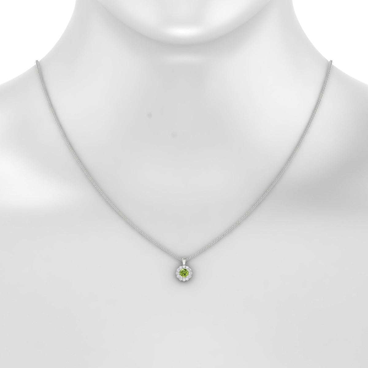 Solace | 18k White Gold 4.5 mm Round Peridot Pendant