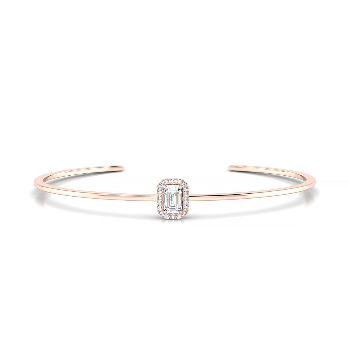 Solar | 18k Rose Gold 6 x 4 mm Emerald Diamond Bangle