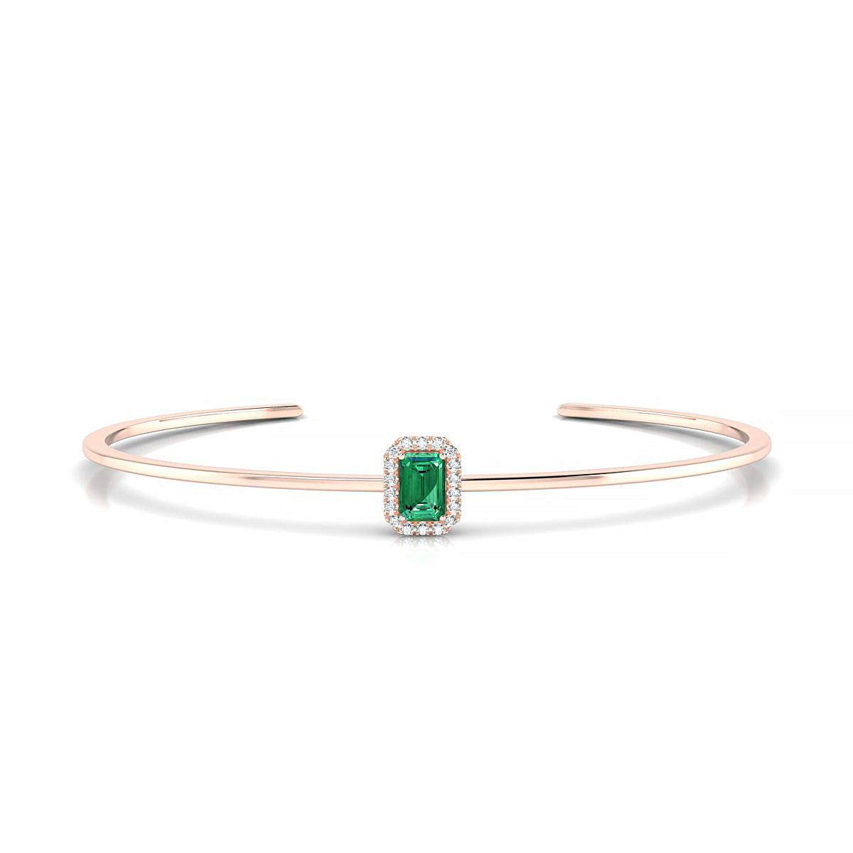 Solar | 18k Rose Gold 6 x 4 mm Emerald Emerald Bangle