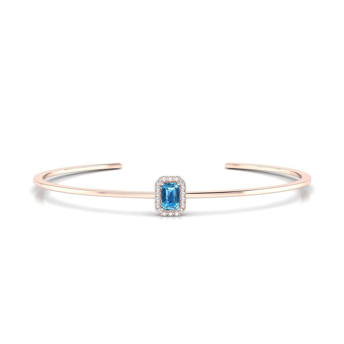 Solar | 18k Rose Gold 6 x 4 mm Emerald Topaz Bangle