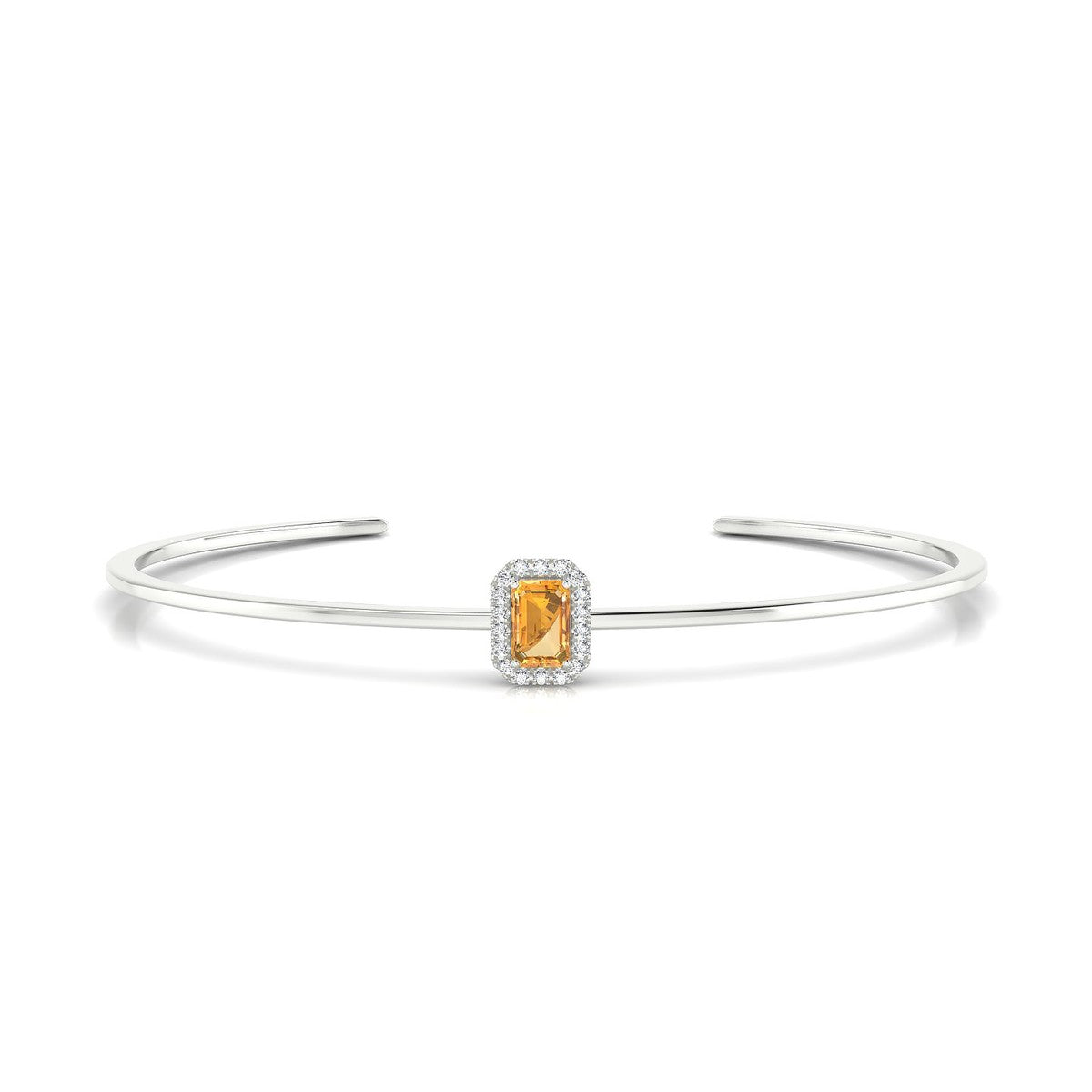 Solar | 18k White Gold 6 x 4 mm Emerald Citrine Bangle