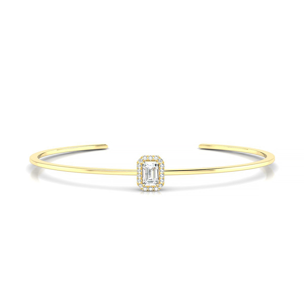 Solar | 18k Yellow Gold 6 x 4 mm Emerald Diamond Bangle