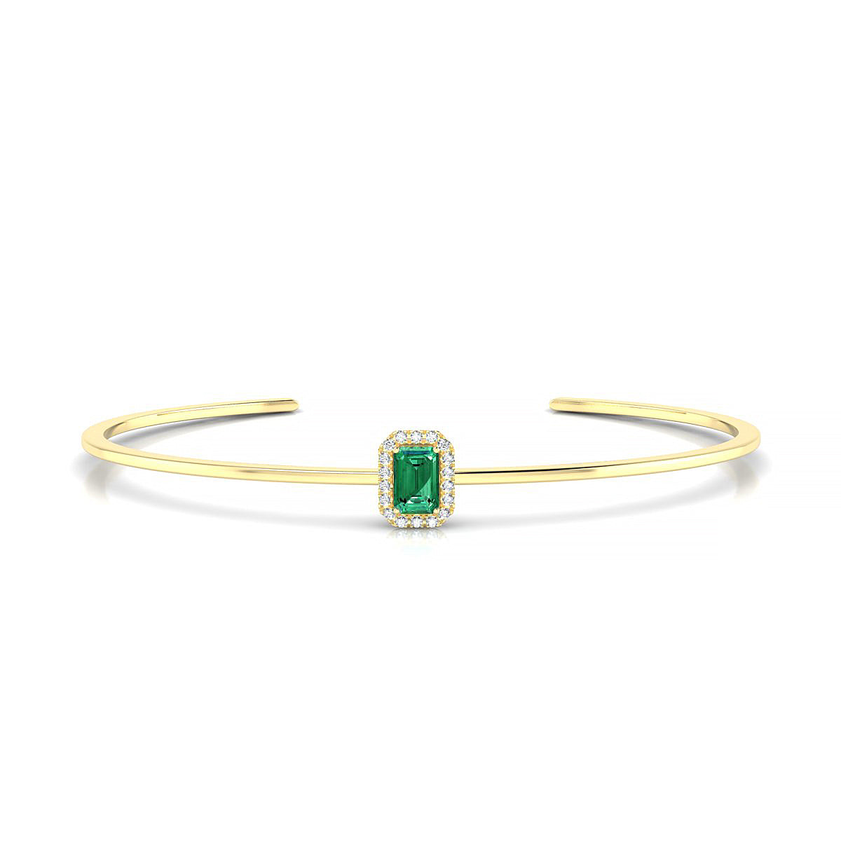 Solar | 18k Yellow Gold 6 x 4 mm Emerald Emerald Bangle