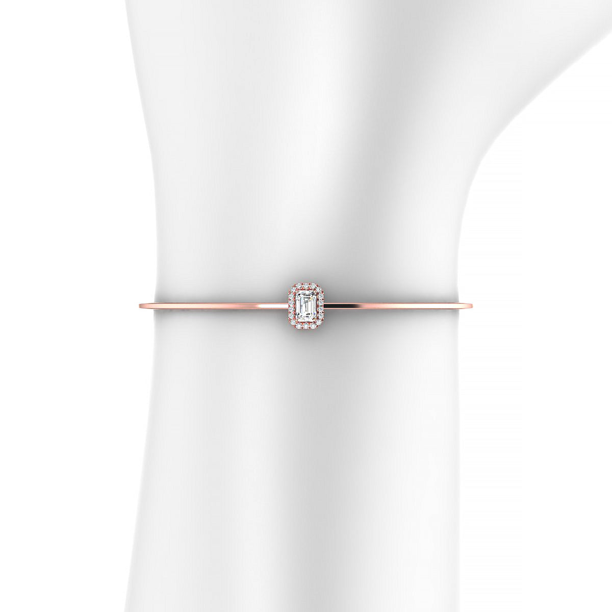 Solar | 18k Rose Gold 6 x 4 mm Emerald Diamond Bangle