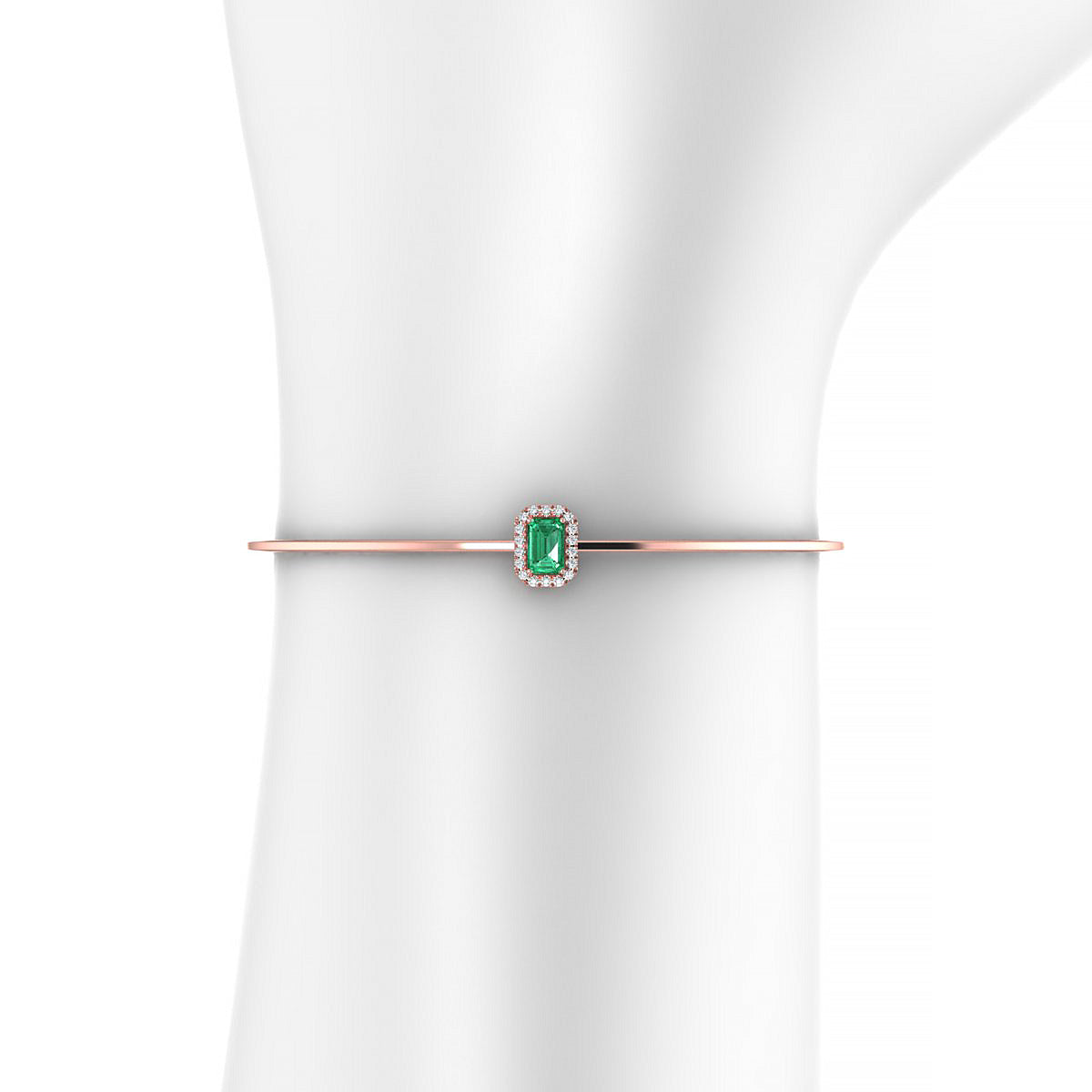 Solar | 18k Rose Gold 6 x 4 mm Emerald Emerald Bangle