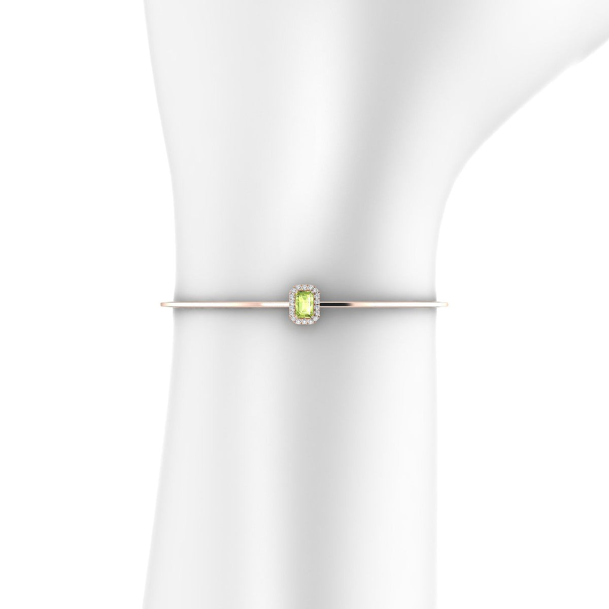 Solar | 18k Rose Gold 6 x 4 mm Emerald Peridot Bangle