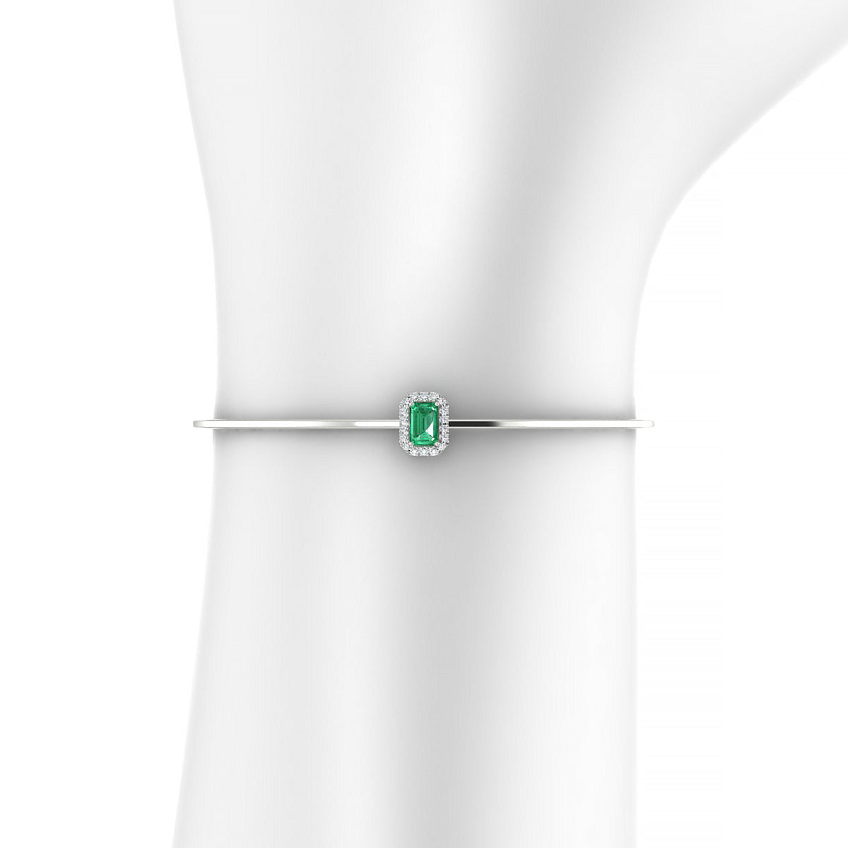 Solar | 18k White Gold 6 x 4 mm Emerald Emerald Bangle