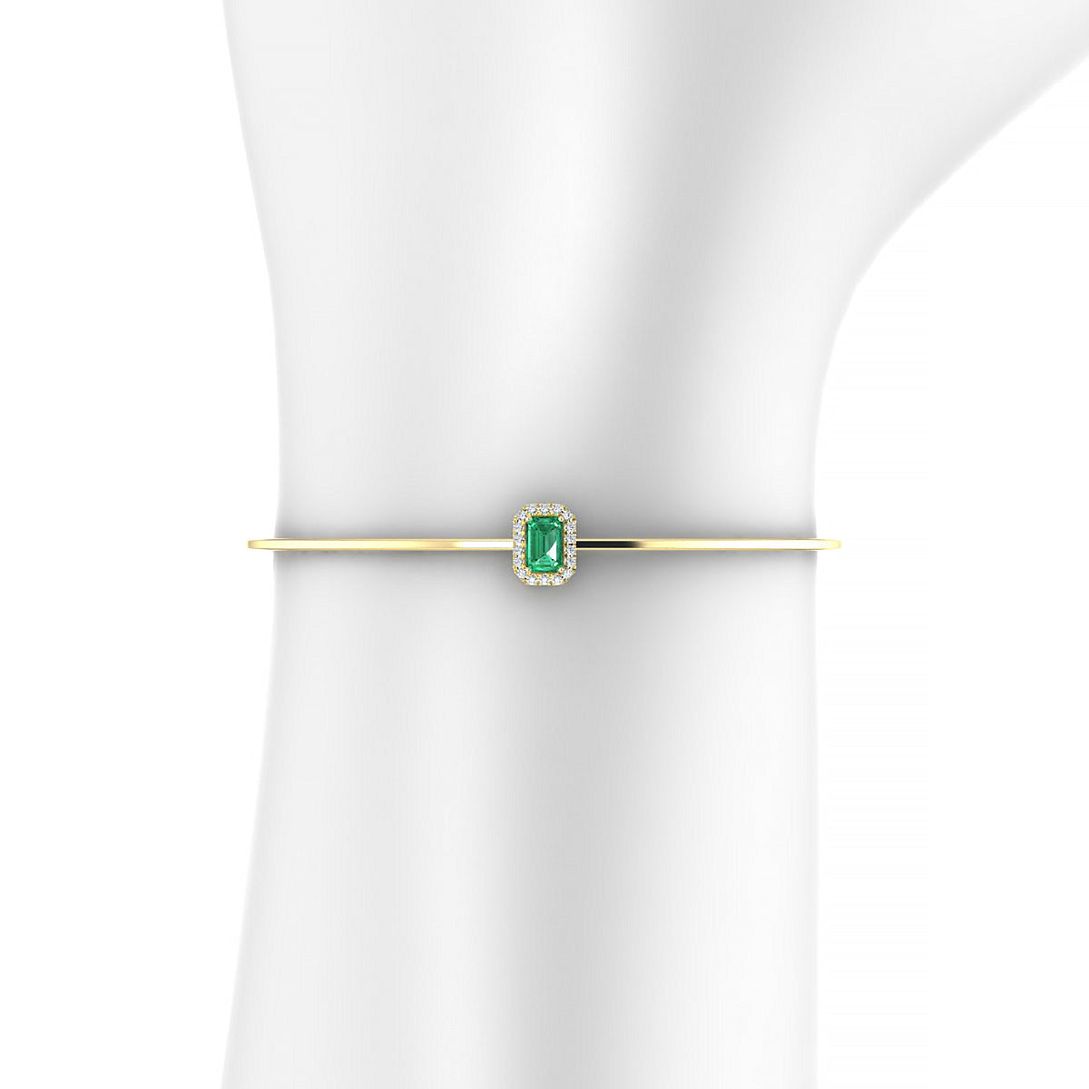 Solar | 18k Yellow Gold 6 x 4 mm Emerald Emerald Bangle