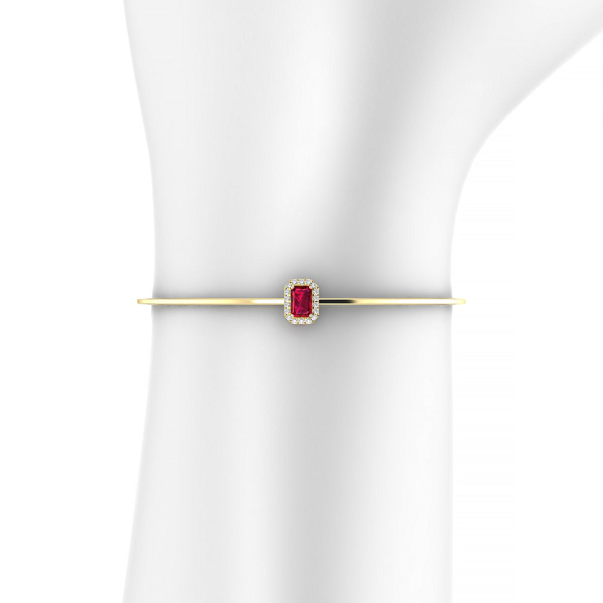 Solar | 18k Yellow Gold 6 x 4 mm Emerald Ruby Bangle