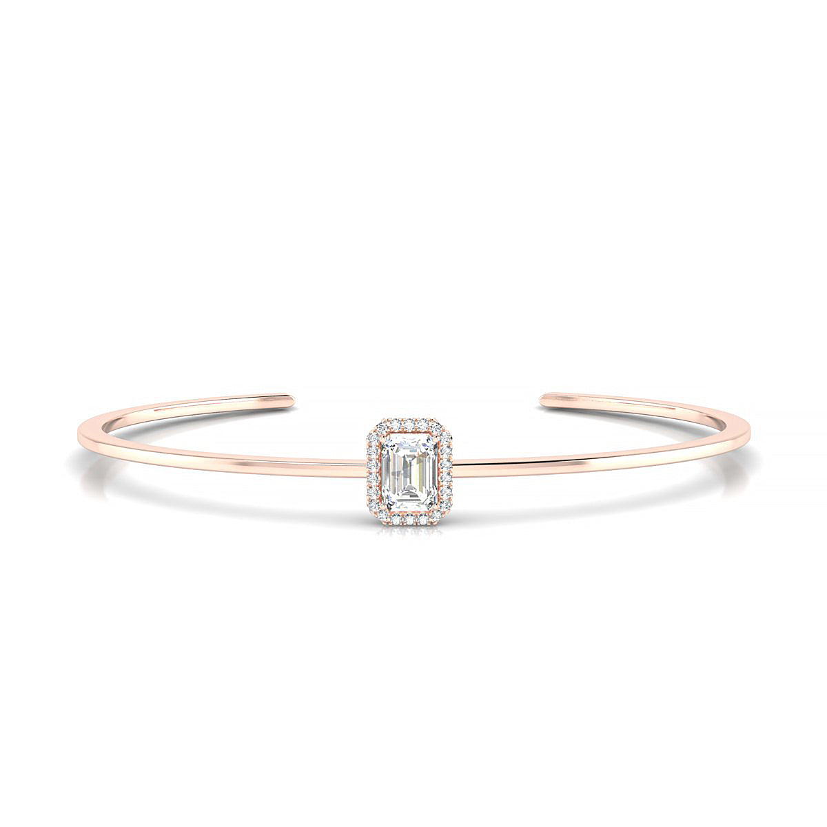 Solar | 18k Rose Gold 7 x 5 mm Emerald Diamond Bangle