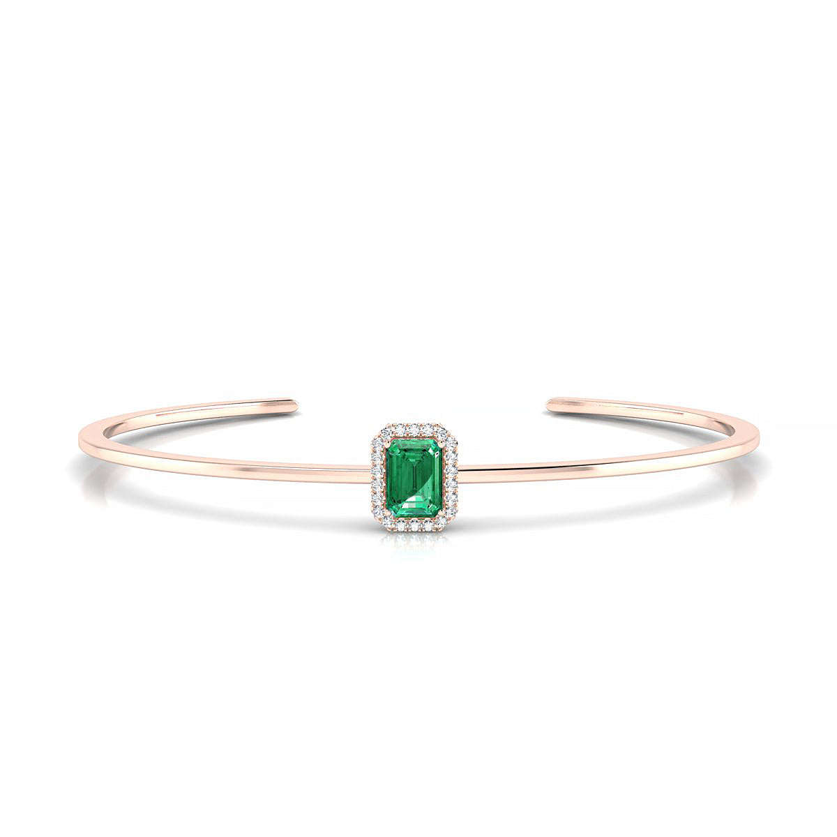 Solar | 18k Rose Gold 7 x 5 mm Emerald Emerald Bangle