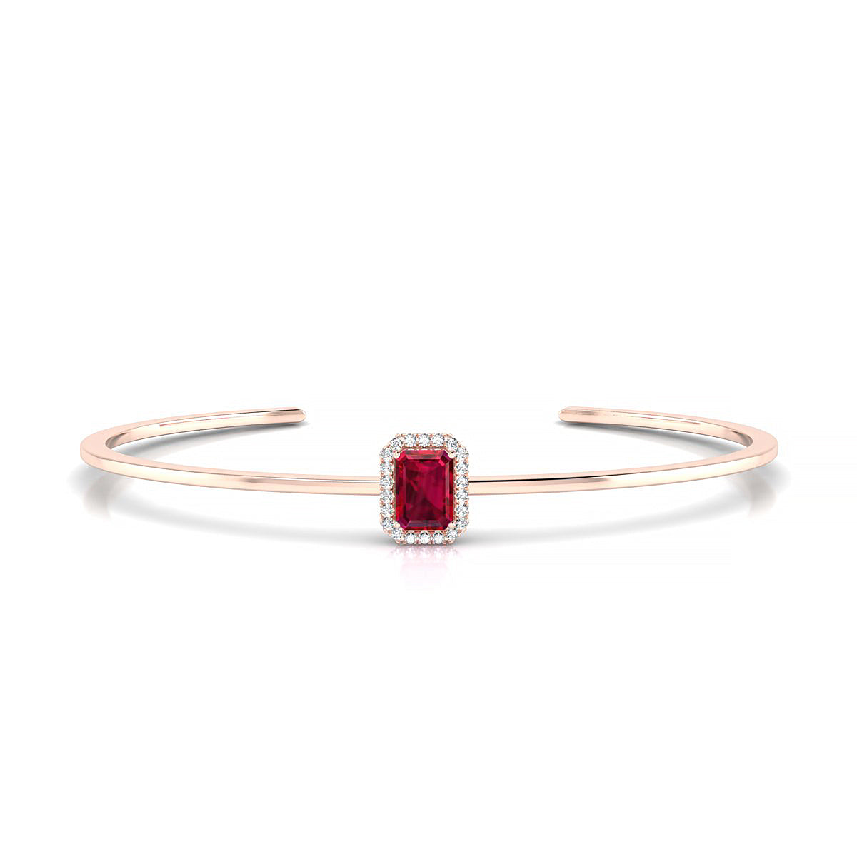Solar | 18k Rose Gold 7 x 5 mm Emerald Ruby Bangle