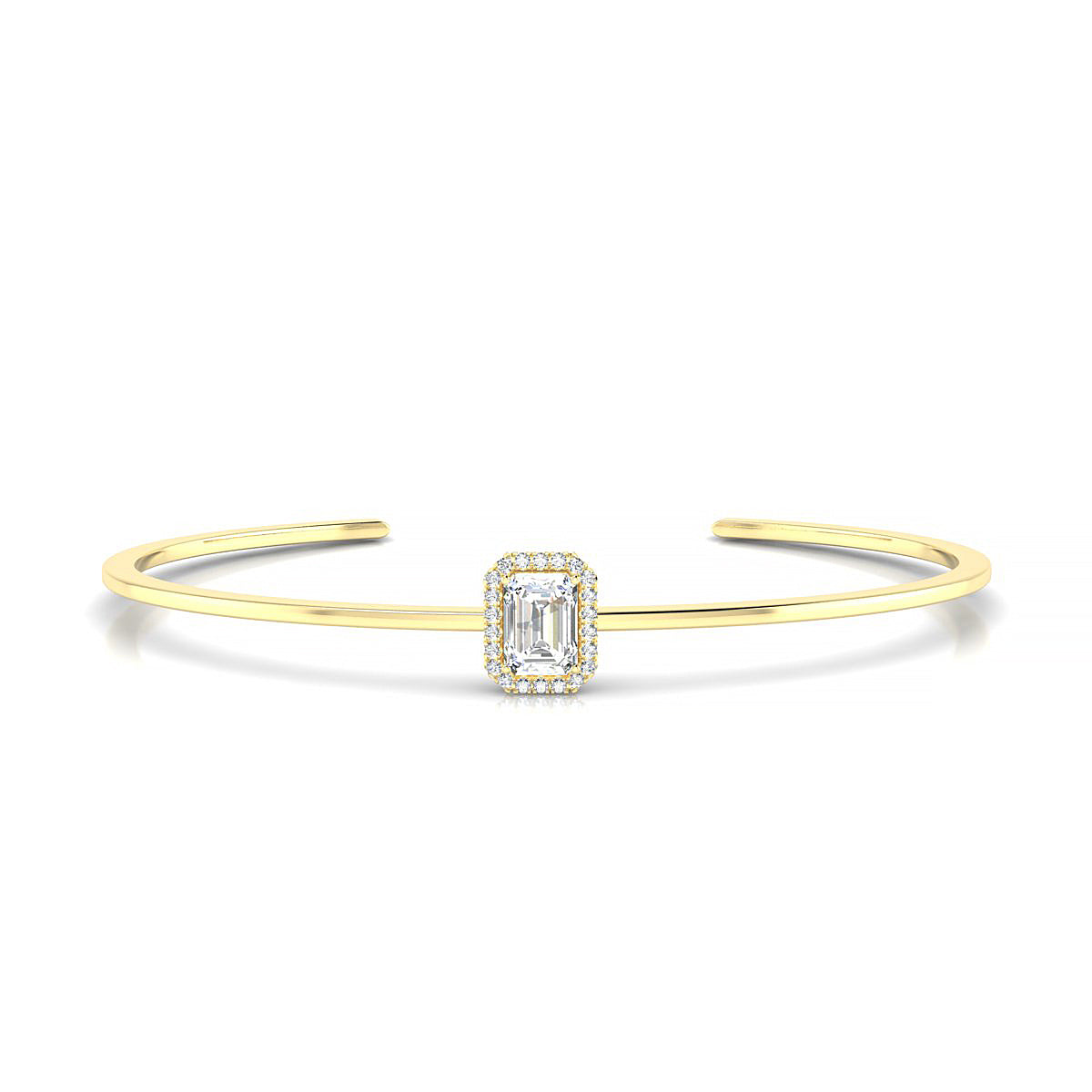 Solar | 18k Yellow Gold 7 x 5 mm Emerald Diamond Bangle