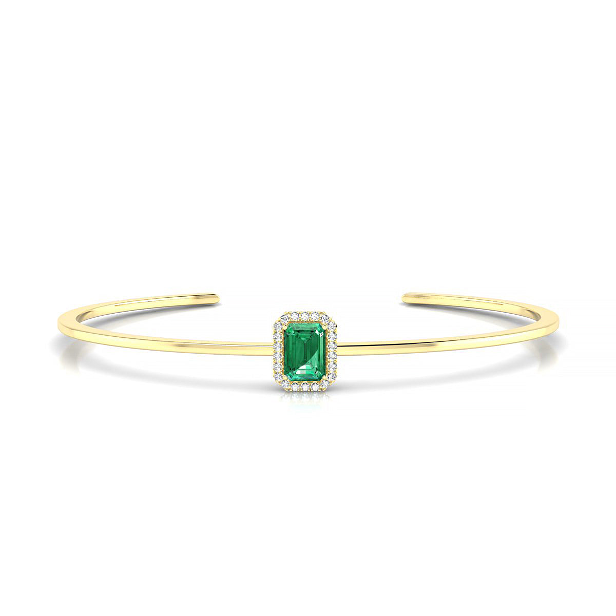 Solar | 18k Yellow Gold 7 x 5 mm Emerald Emerald Bangle