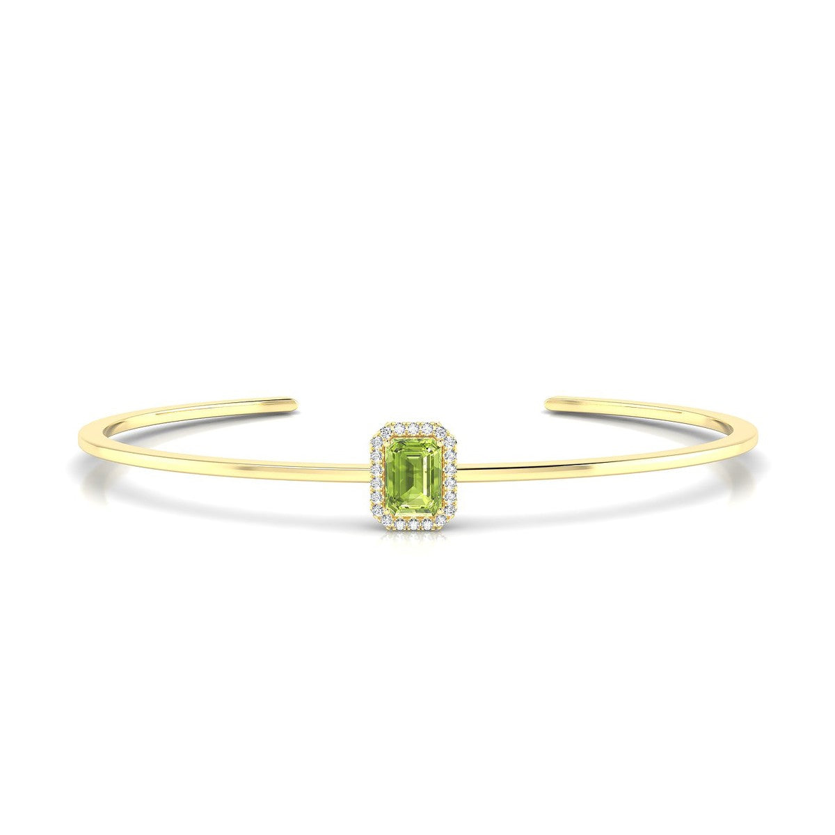 Solar | 18k Yellow Gold 7 x 5 mm Emerald Peridot Bangle