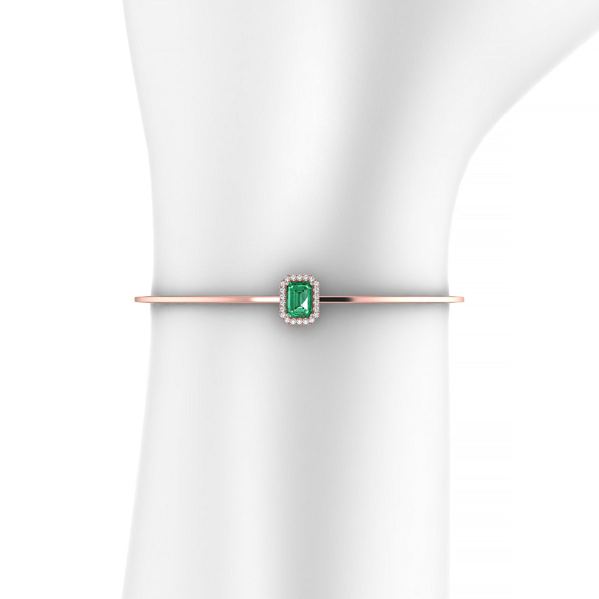Solar | 18k Rose Gold 7 x 5 mm Emerald Emerald Bangle