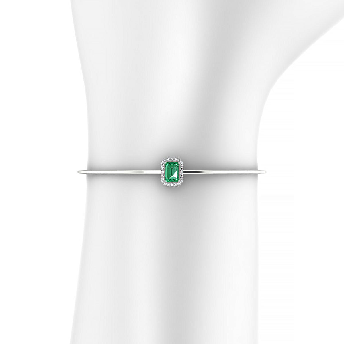 Solar | 18k White Gold 7 x 5 mm Emerald Emerald Bangle