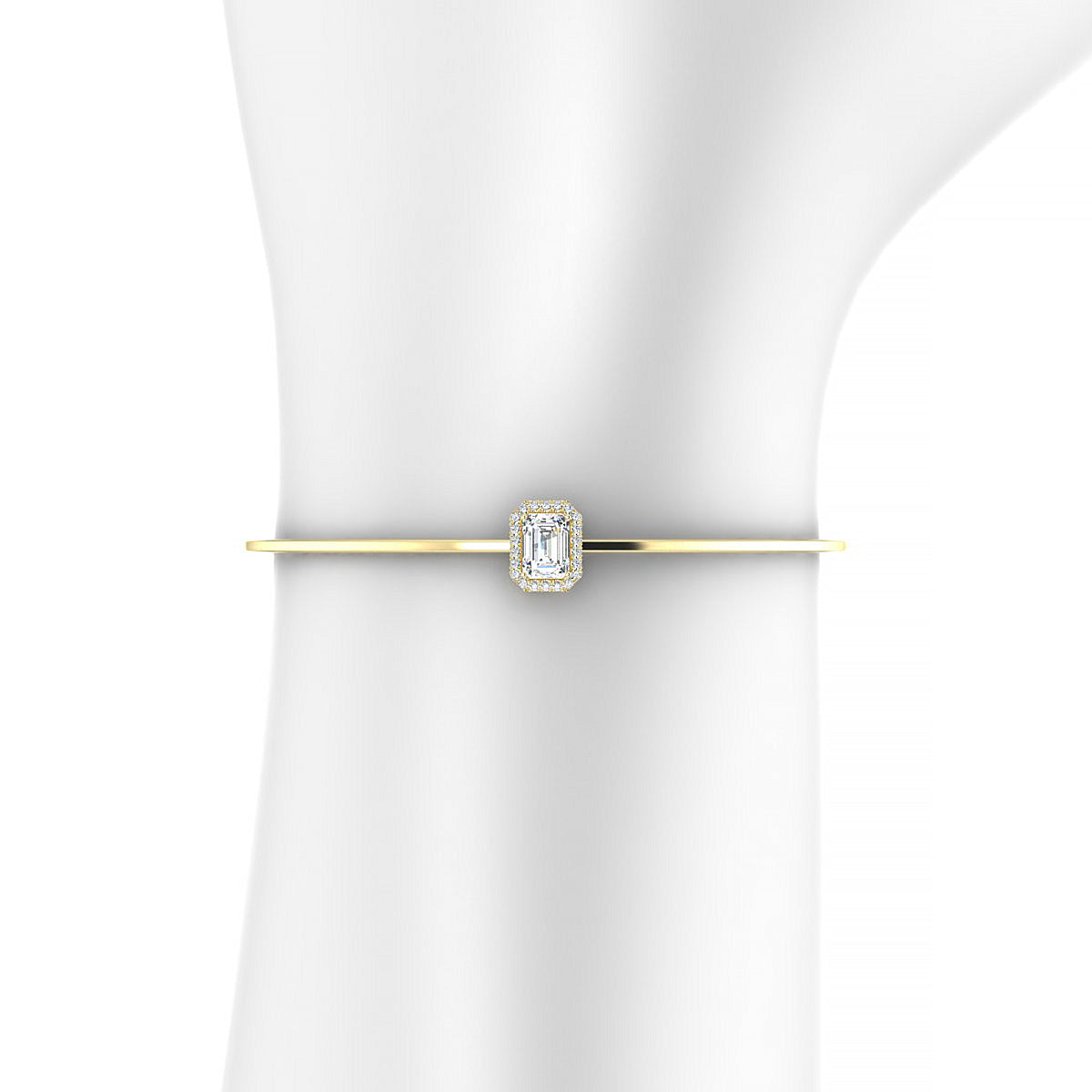 Solar | 18k Yellow Gold 7 x 5 mm Emerald Diamond Bangle