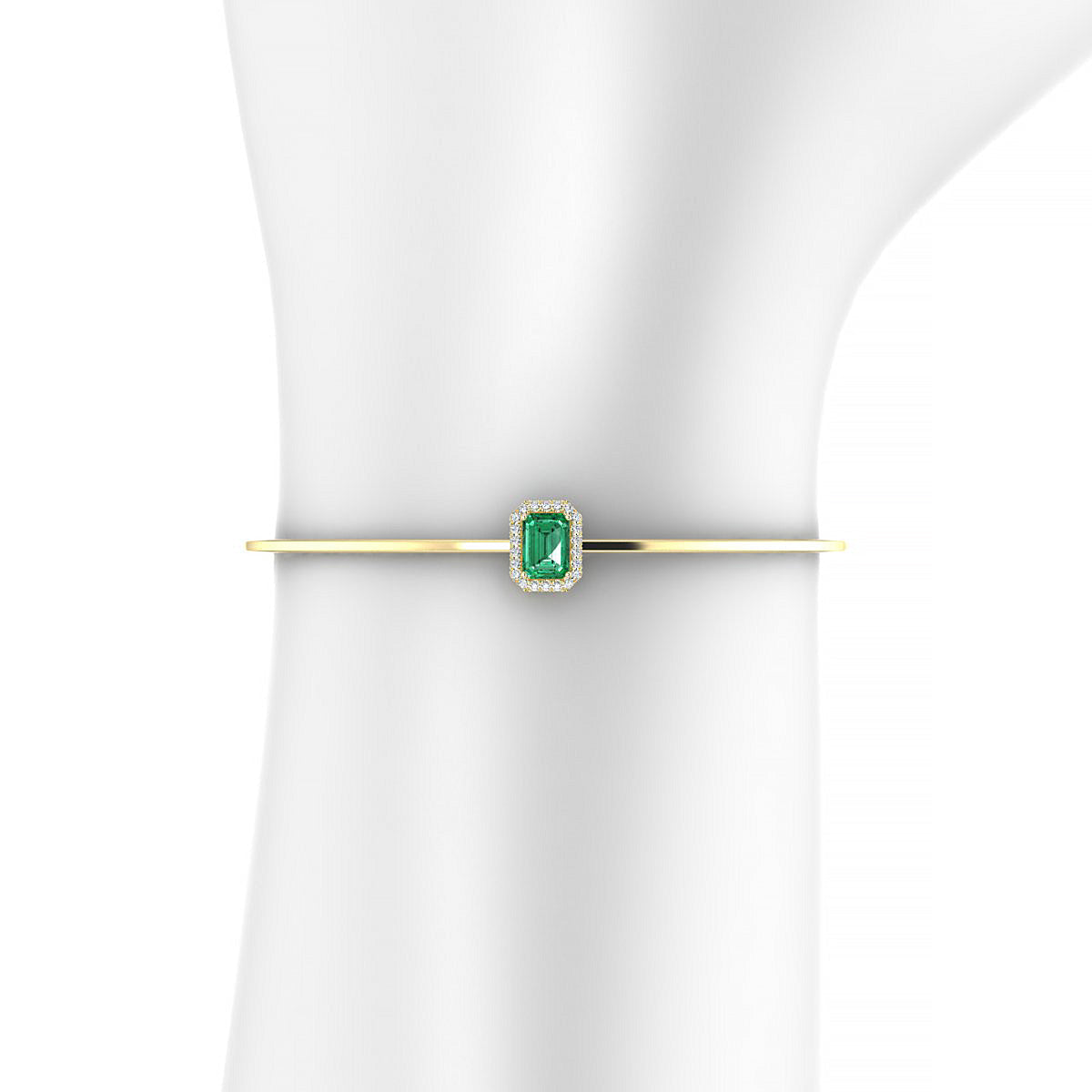 Solar | 18k Yellow Gold 7 x 5 mm Emerald Emerald Bangle