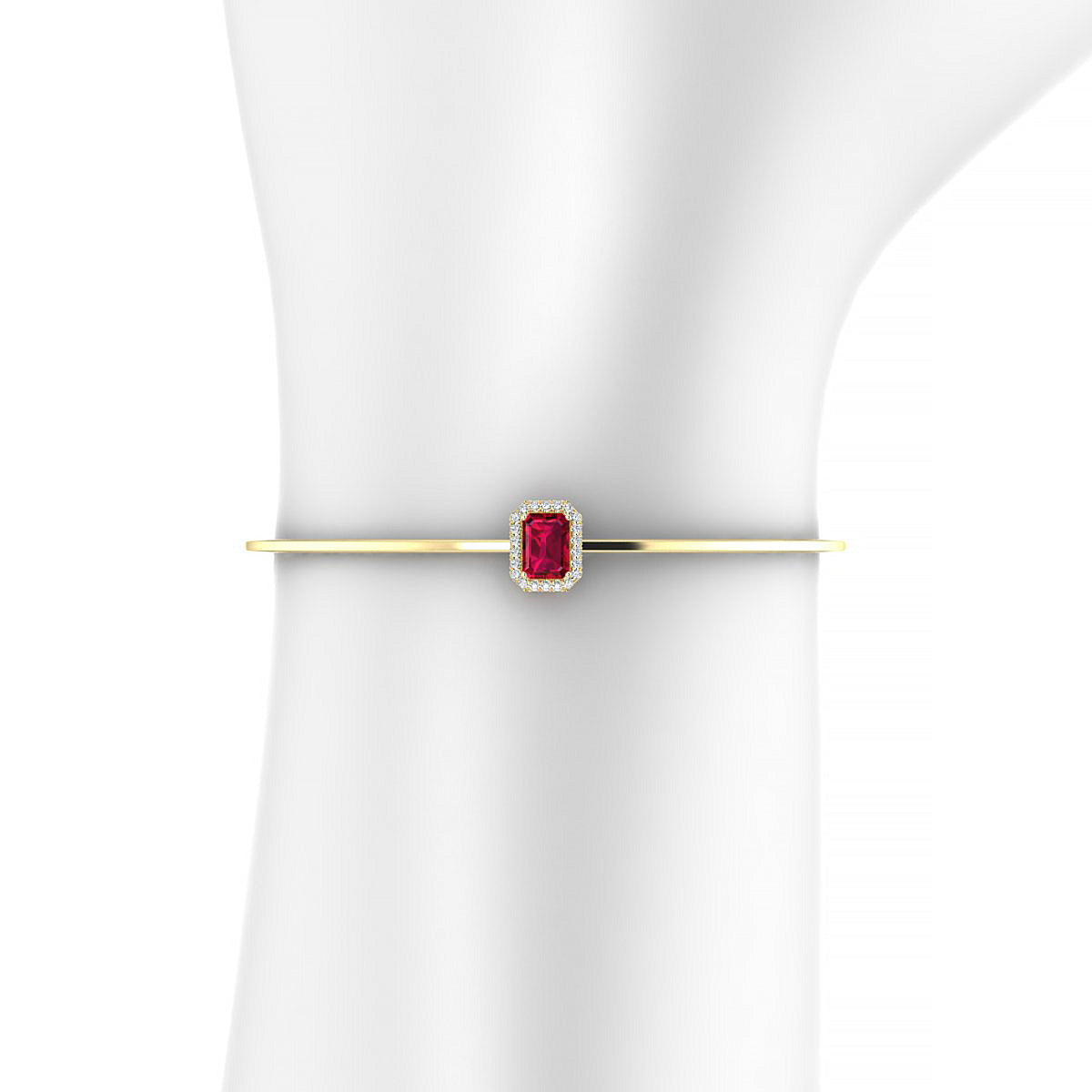 Solar | 18k Yellow Gold 7 x 5 mm Emerald Ruby Bangle