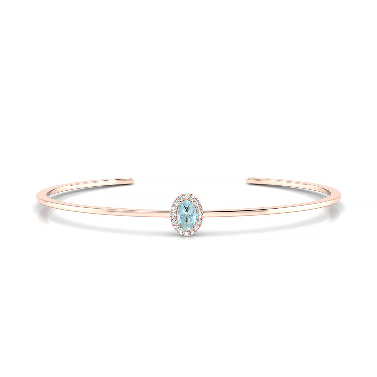 Solar | 18k Rose Gold 6 x 4 mm Oval Aquamarine Bangle