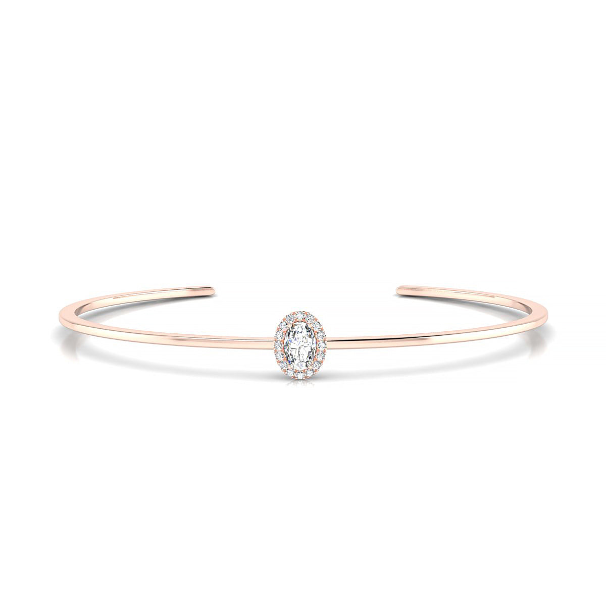 Solar | 18k Rose Gold 6 x 4 mm Oval Diamond Bangle