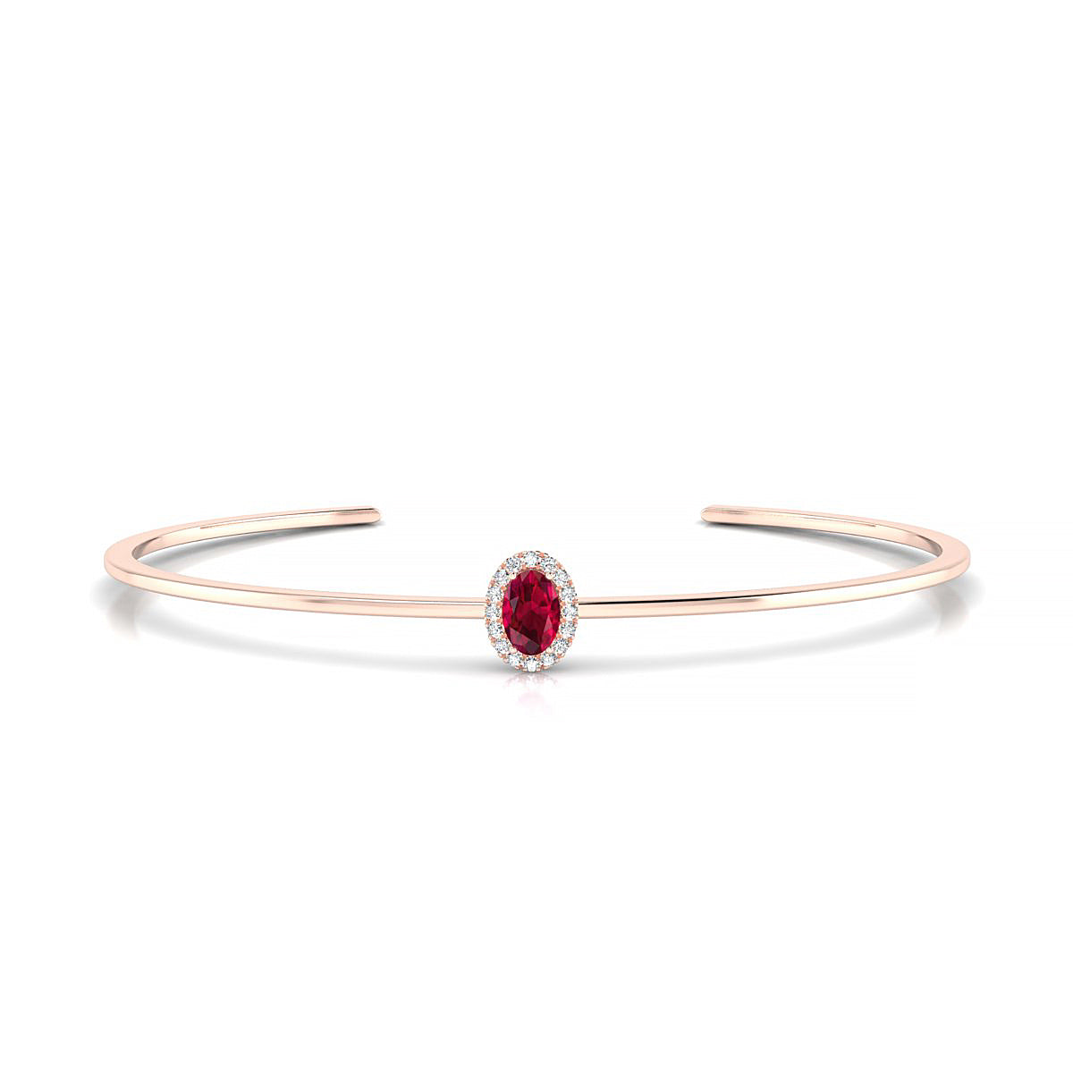 Solar | 18k Rose Gold 6 x 4 mm Oval Ruby Bangle