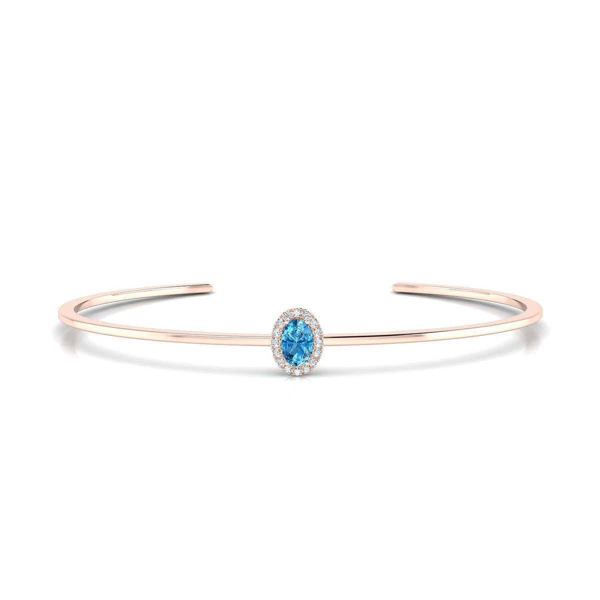 Solar | 18k Rose Gold 6 x 4 mm Oval Topaz Bangle