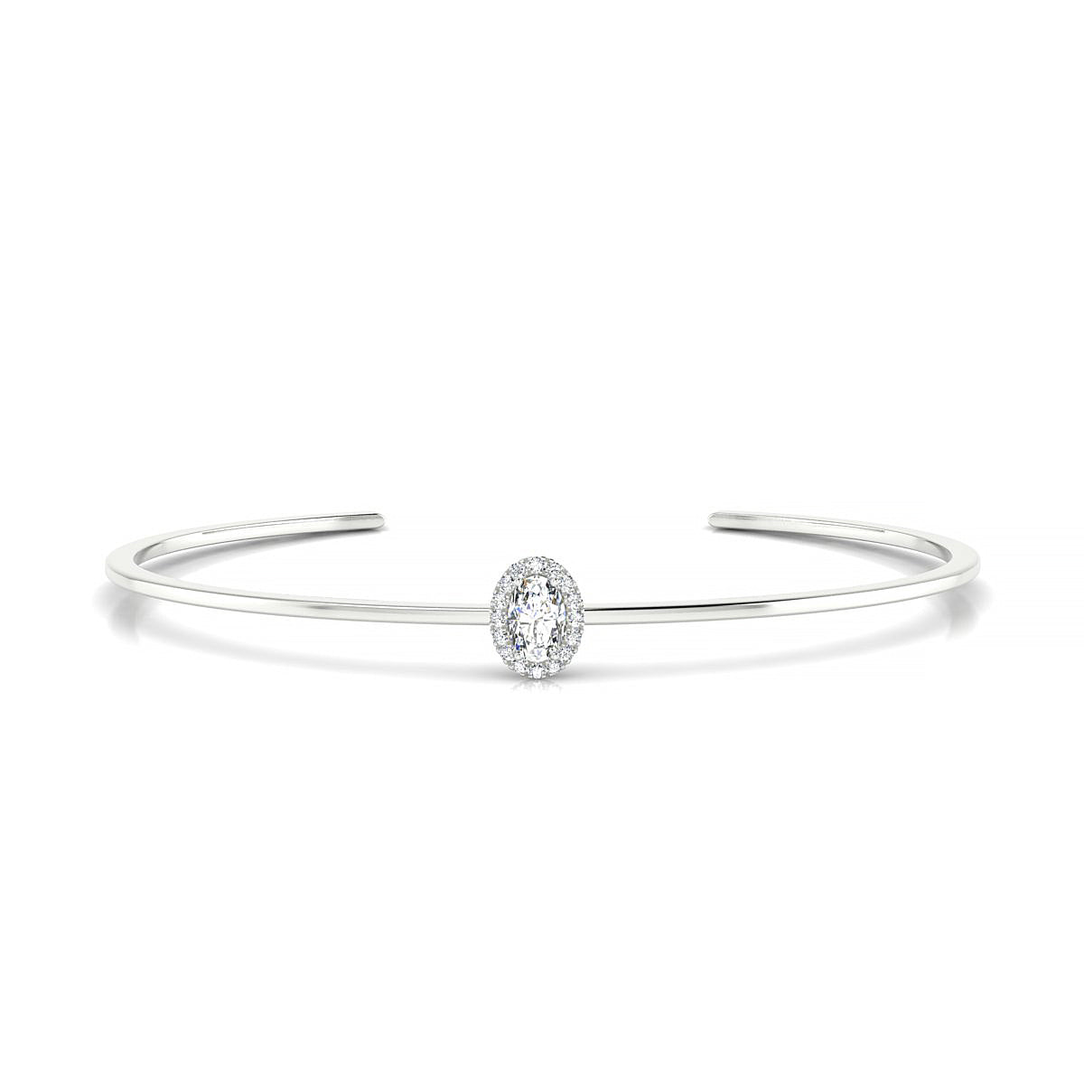Solar | 18k White Gold 6 x 4 mm Oval Diamond Bangle