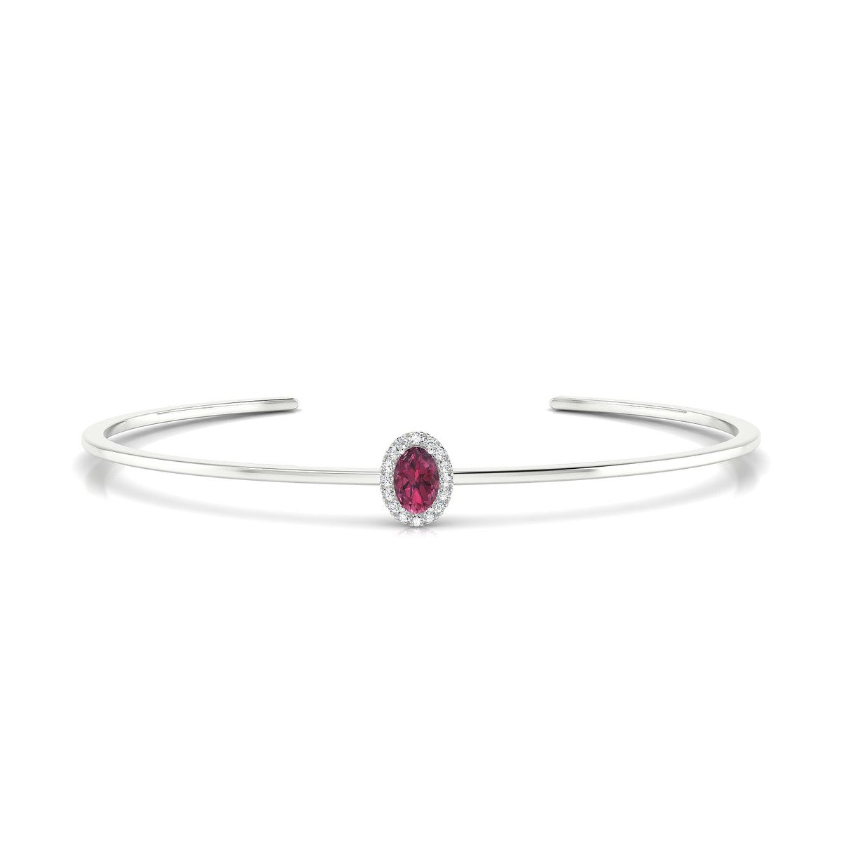 Solar | 18k White Gold 6 x 4 mm Oval Rhodolite Bangle