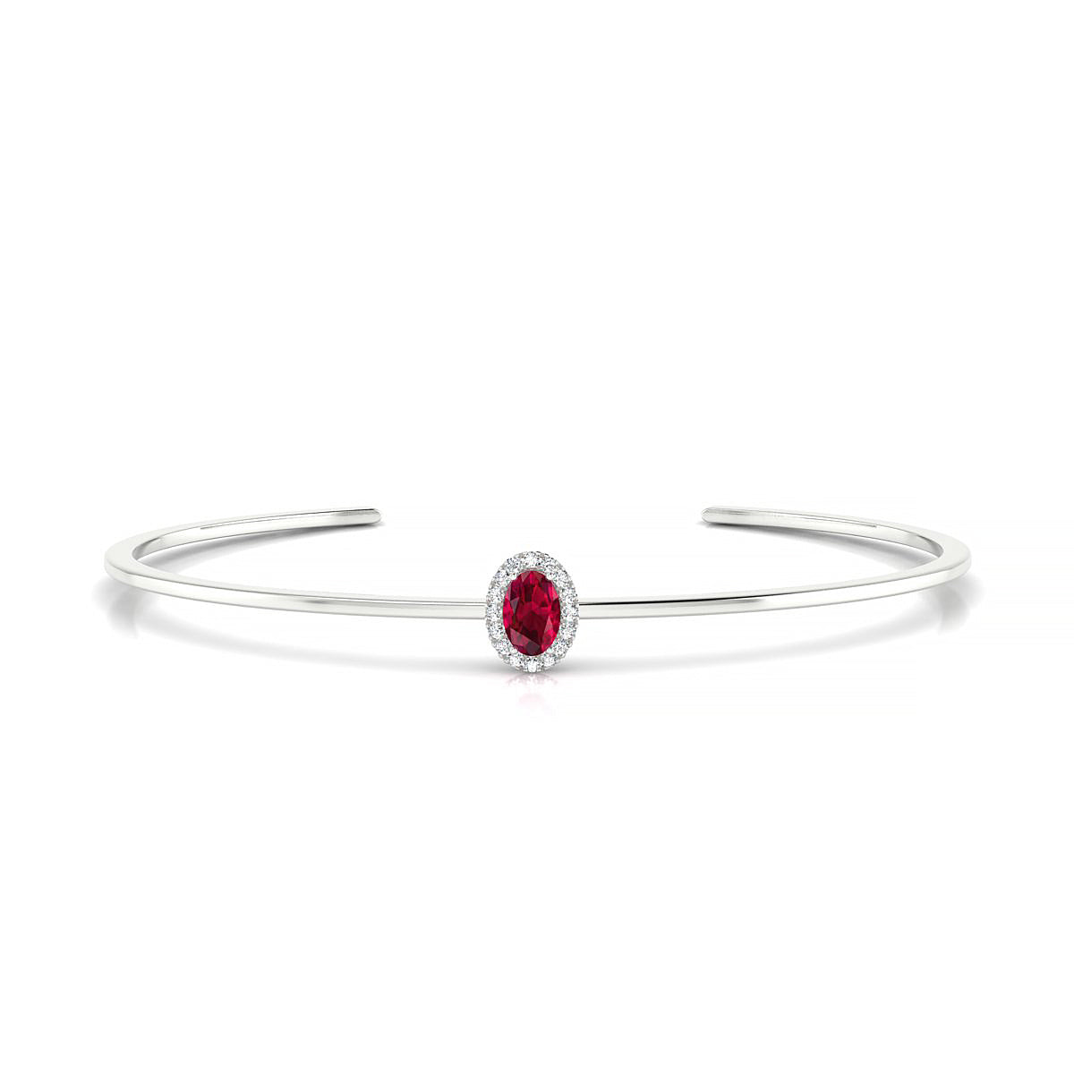 Solar | 18k White Gold 6 x 4 mm Oval Ruby Bangle