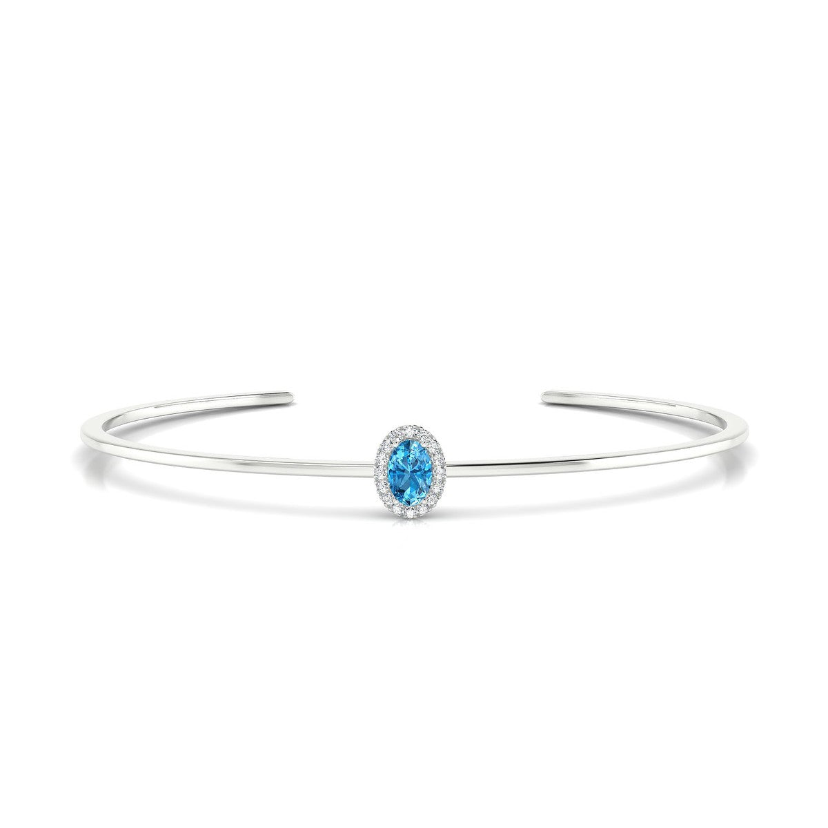 Solar | 18k White Gold 6 x 4 mm Oval Topaz Bangle