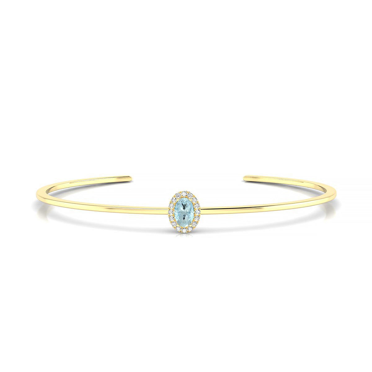 Solar | 18k Yellow Gold 6 x 4 mm Oval Aquamarine Bangle