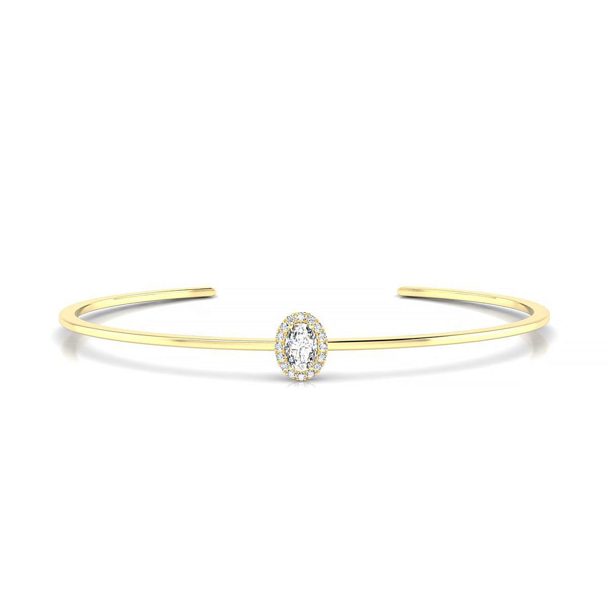 Solar | 18k Yellow Gold 6 x 4 mm Oval Diamond Bangle