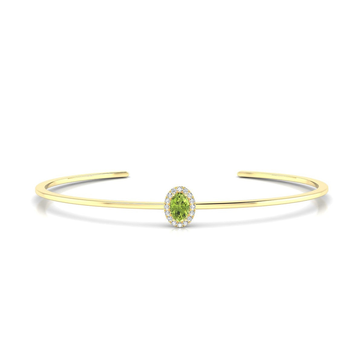 Solar | 18k Yellow Gold 6 x 4 mm Oval Peridot Bangle