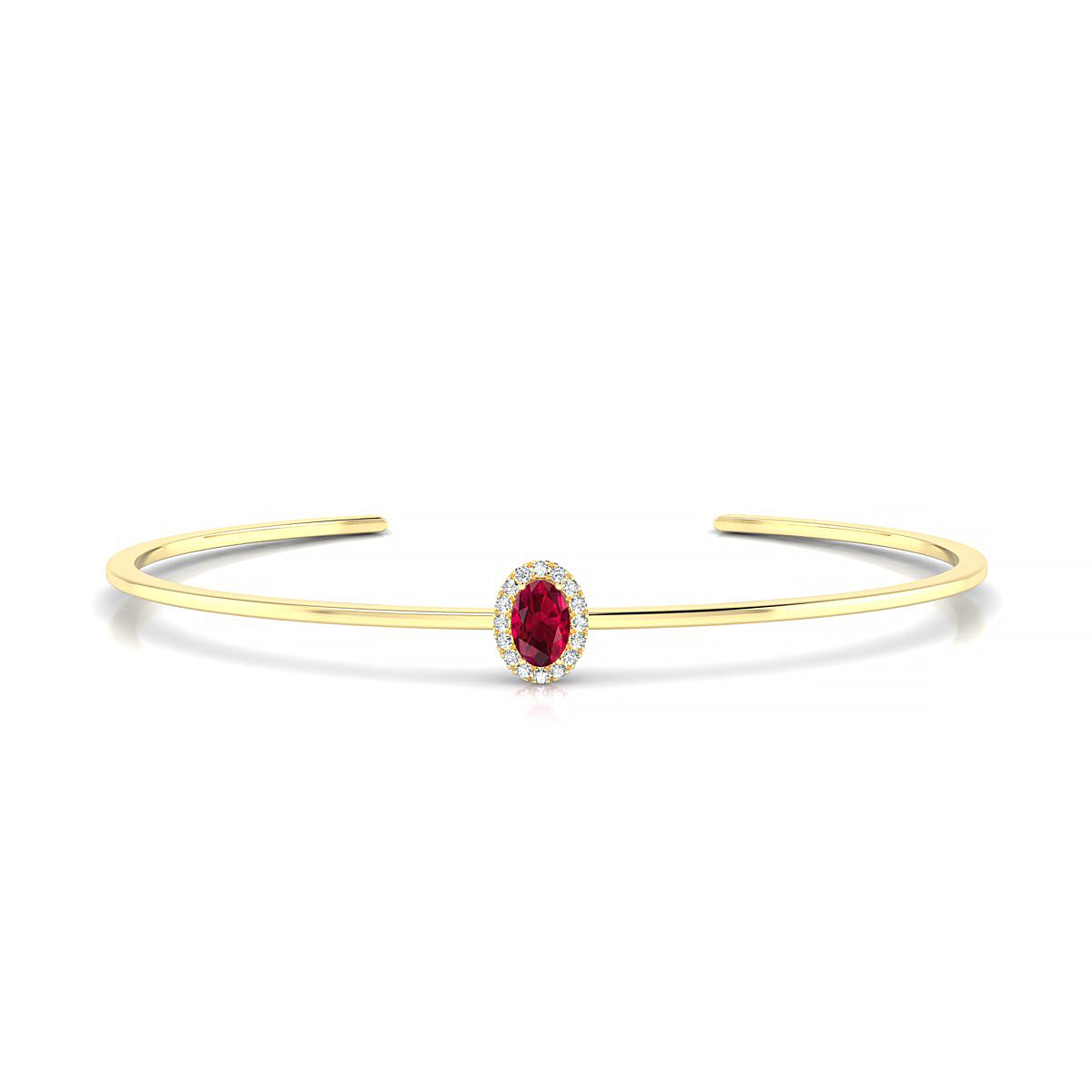 Solar | 18k Yellow Gold 6 x 4 mm Oval Ruby Bangle