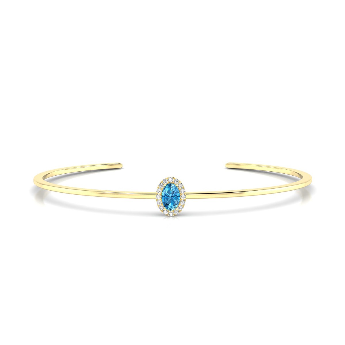 Solar | 18k Yellow Gold 6 x 4 mm Oval Topaz Bangle