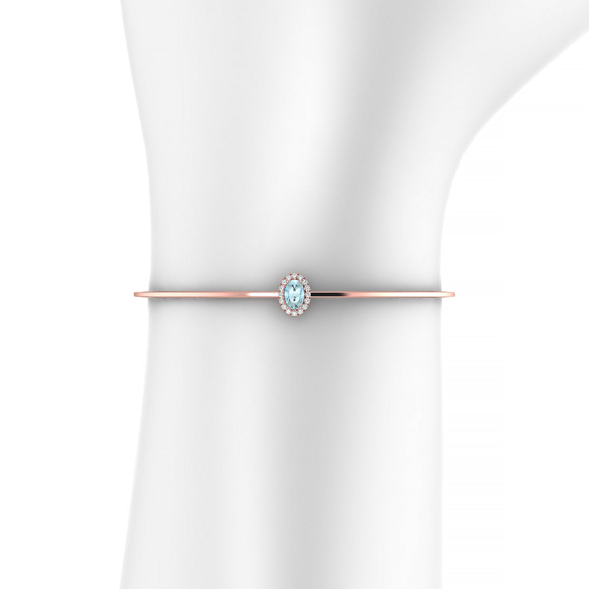 Solar | 18k Rose Gold 6 x 4 mm Oval Aquamarine Bangle