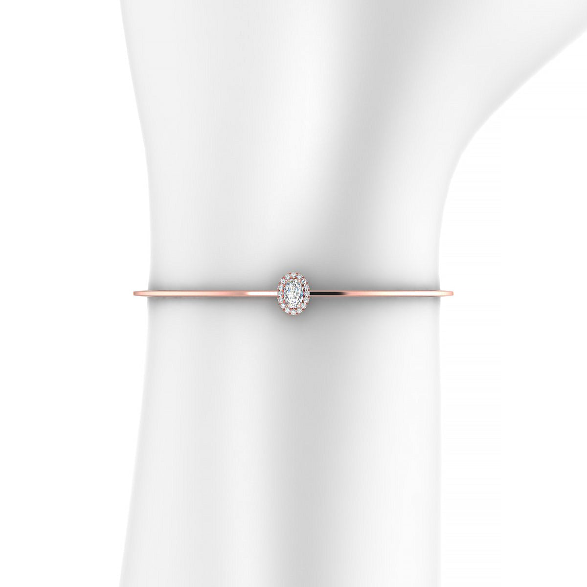 Solar | 18k Rose Gold 6 x 4 mm Oval Diamond Bangle
