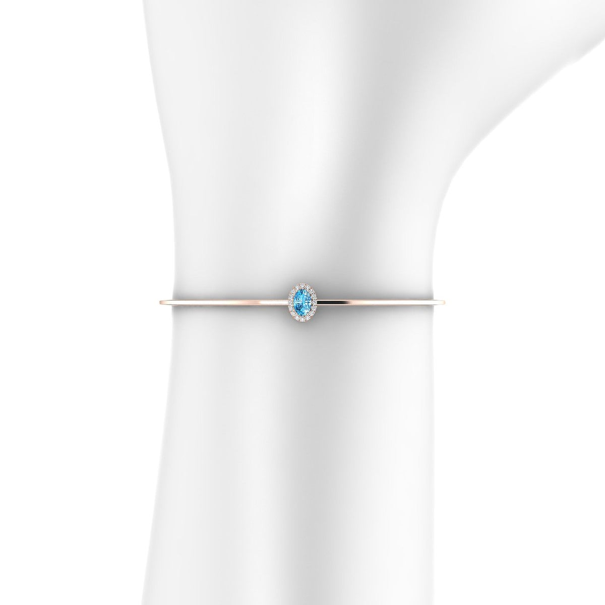 Solar | 18k Rose Gold 6 x 4 mm Oval Topaz Bangle