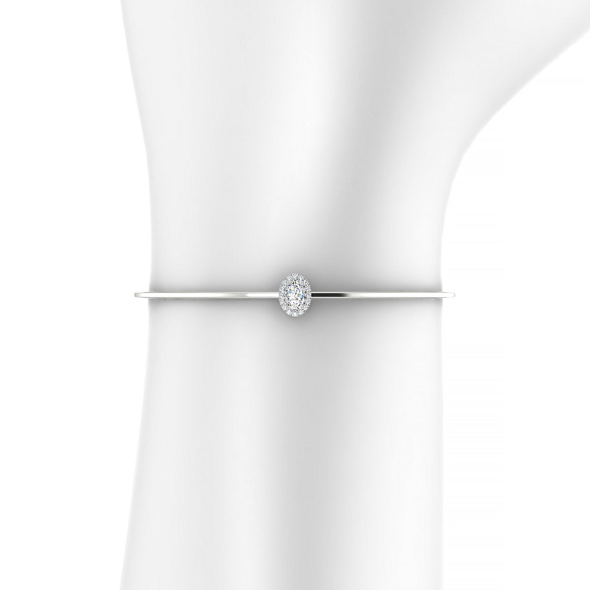 Solar | 18k White Gold 6 x 4 mm Oval Diamond Bangle