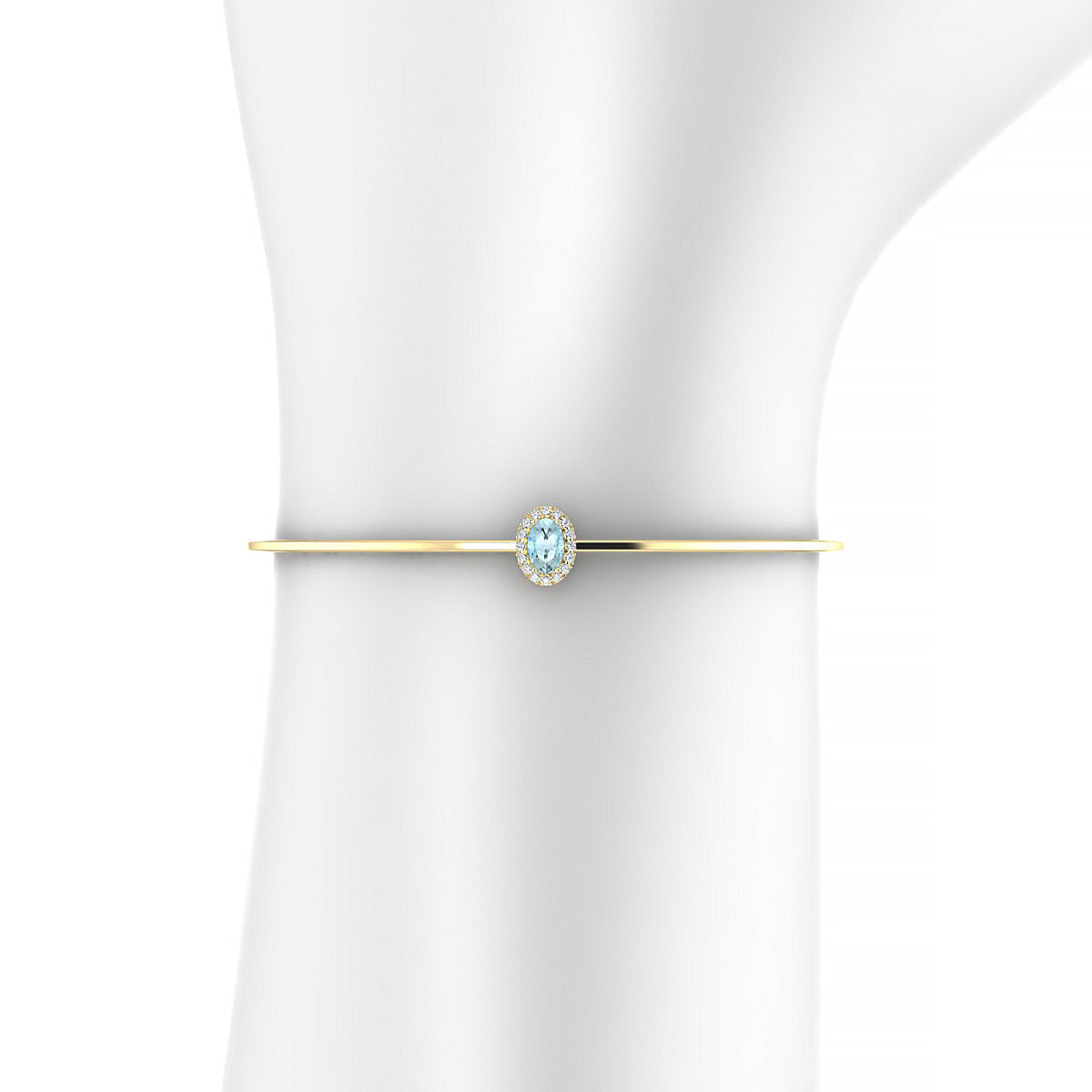 Solar | 18k Yellow Gold 6 x 4 mm Oval Aquamarine Bangle