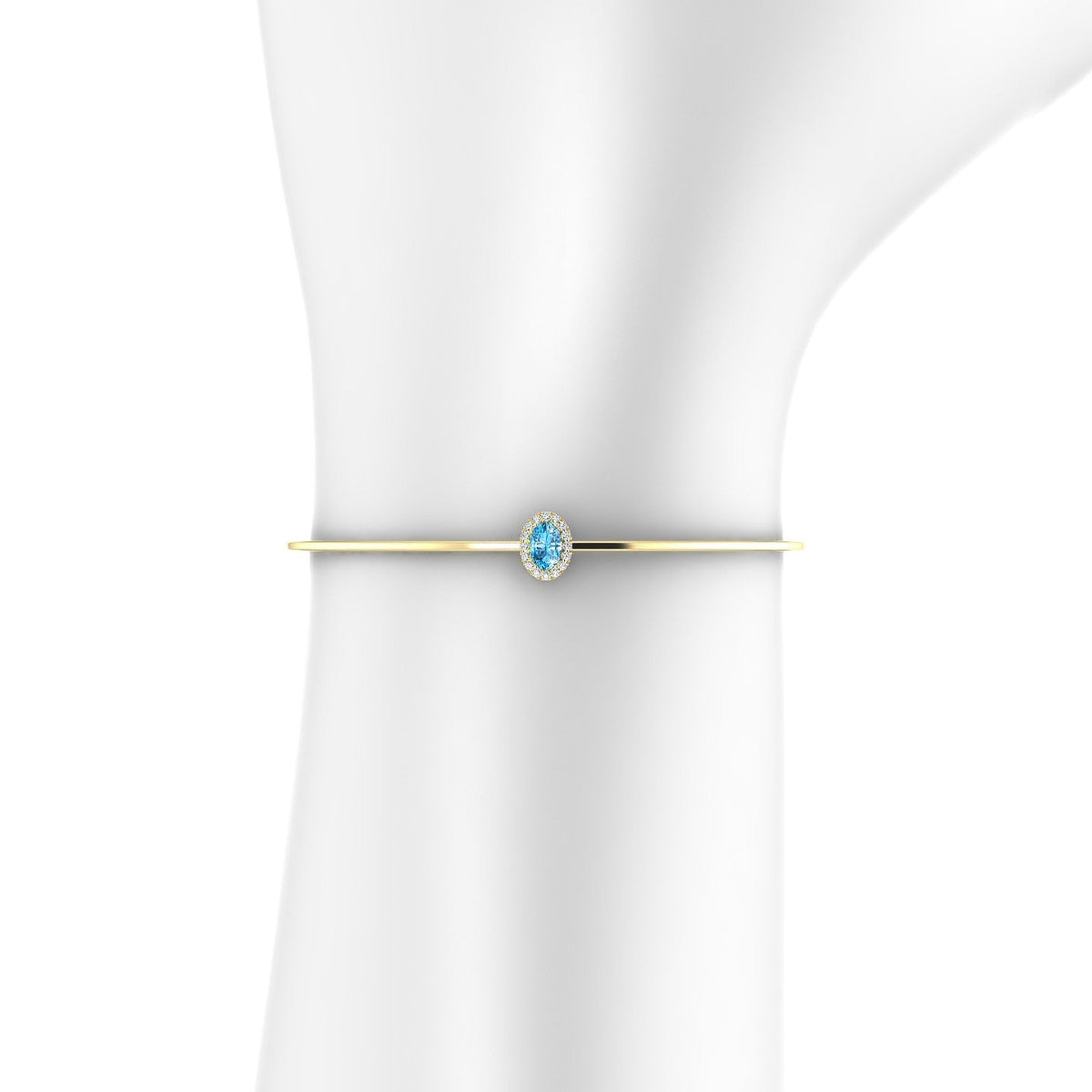 Solar | 18k Yellow Gold 6 x 4 mm Oval Topaz Bangle