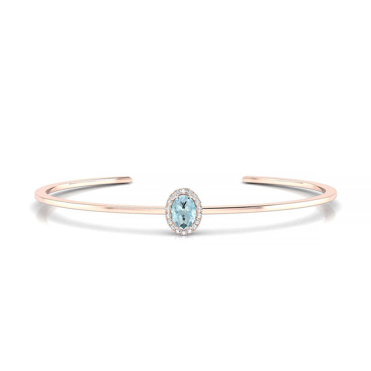 Solar | 18k Rose Gold 7 x 5 mm Oval Aquamarine Bangle