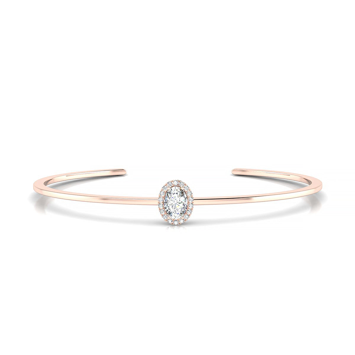 Solar | 18k Rose Gold 7 x 5 mm Oval Diamond Bangle