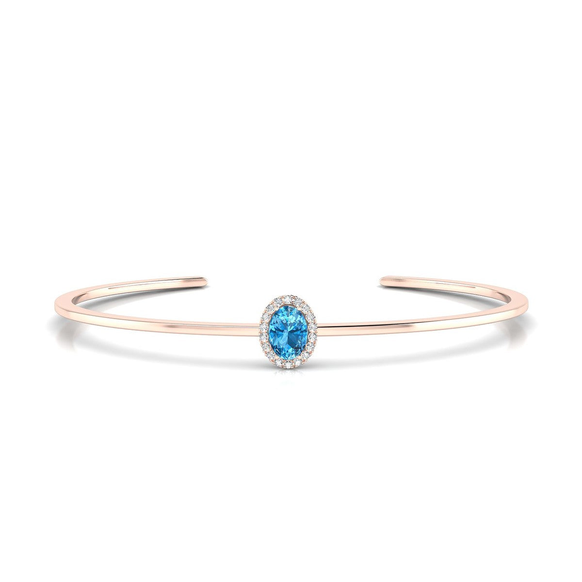 Solar | 18k Rose Gold 7 x 5 mm Oval Topaz Bangle