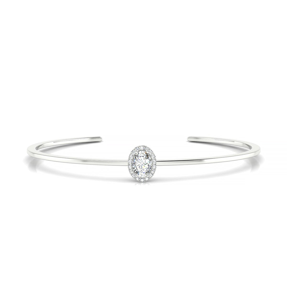 Solar | 18k White Gold 7 x 5 mm Oval Diamond Bangle